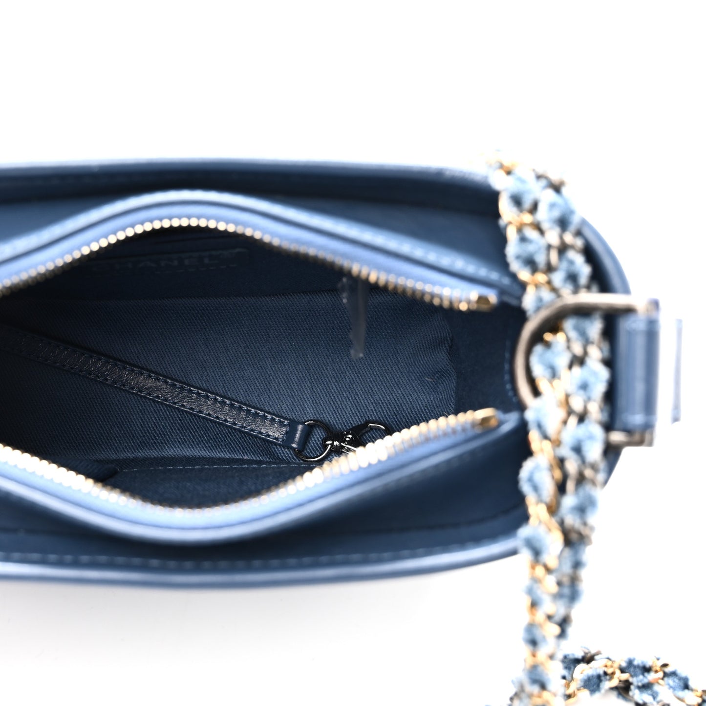 Denim Calfskin Small Gabrielle Hobo Blue