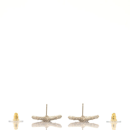 Chanel Crystal Baguette Pearl CC Earrings Gold Pearly White 3 of 4