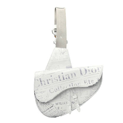 Christian Dior X DANIEL ARSHAM Grained Calfskin Newspaper Print Saddle Bag White 1 of 4