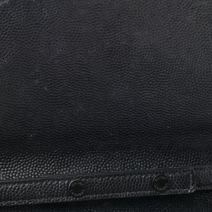 Saint Laurent Grain De Poudre Matelasse Chevron Monogram Chain Wallet Black 12 of 14