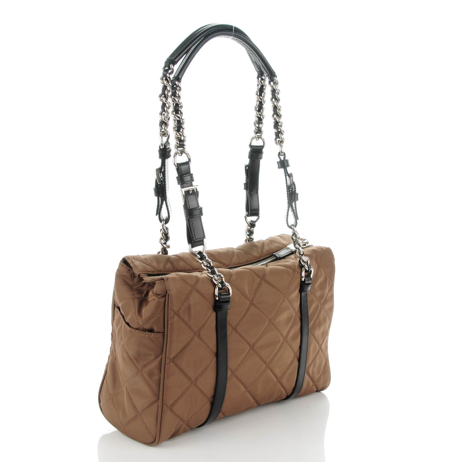 Prada Tessuto Nylon Quilted Small Tote Antilope Black 3 of 13