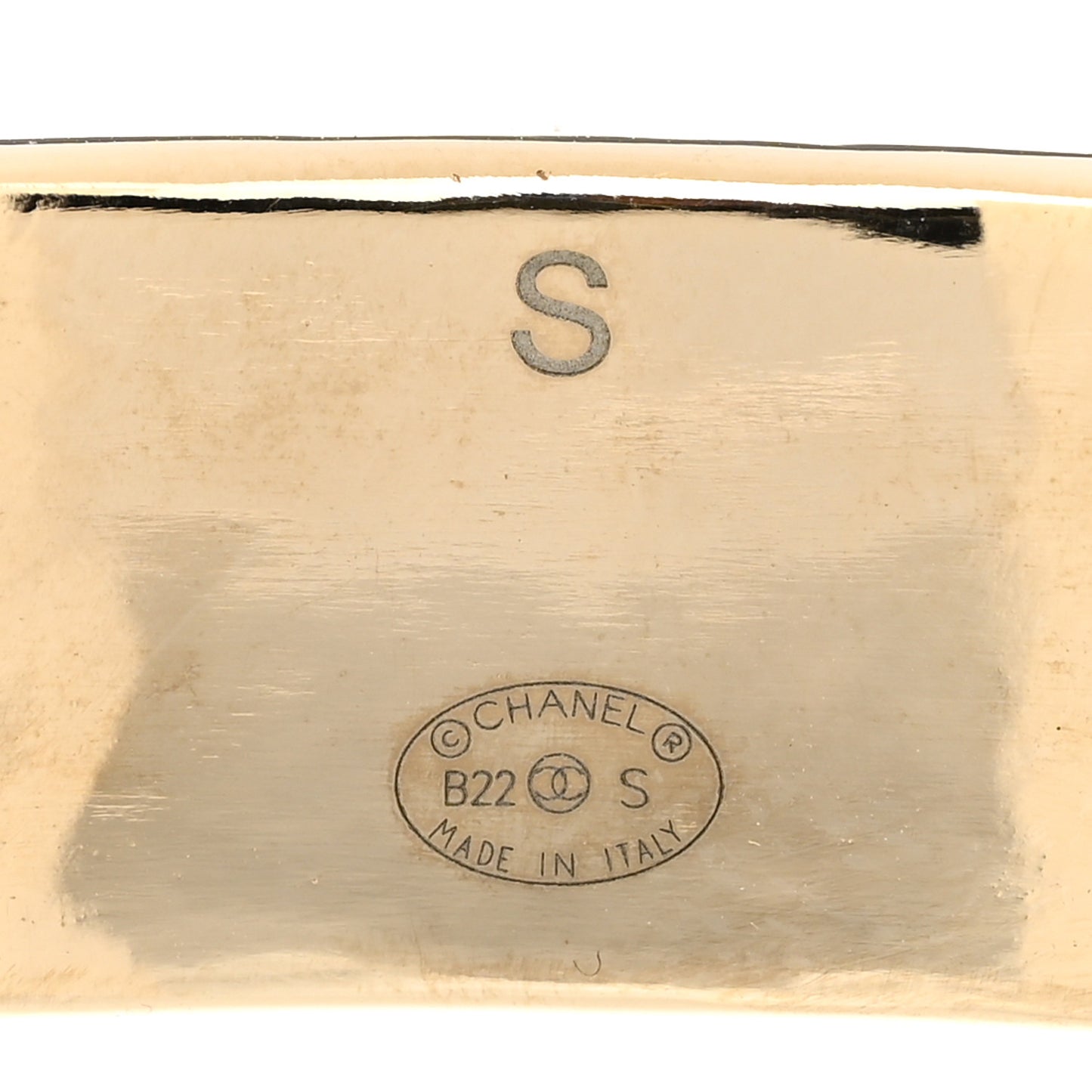 Metal Enamel Chanel Logo Cuff Bracelet S White