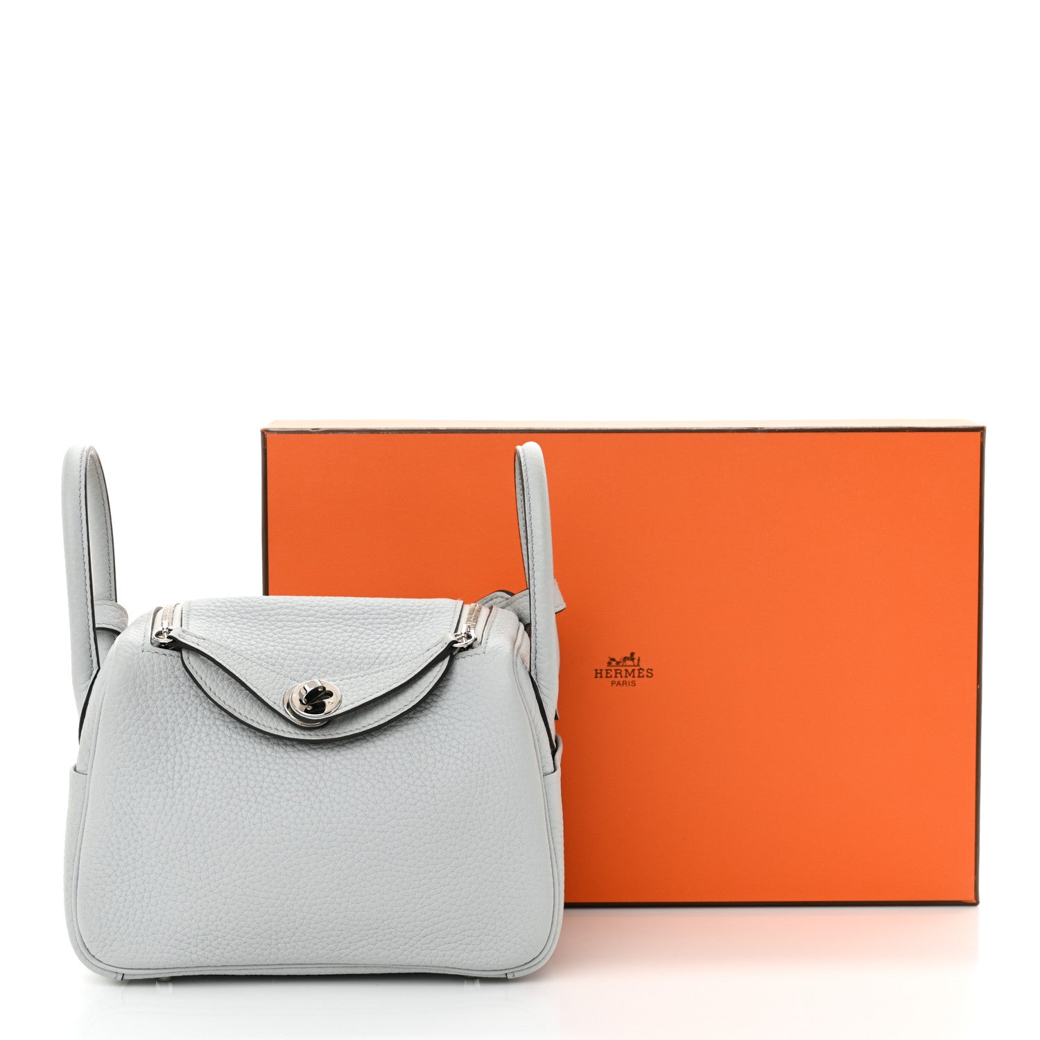 Hermes Taurillon Clemence Mini Lindy 20 Bleu Pale 11 of 11