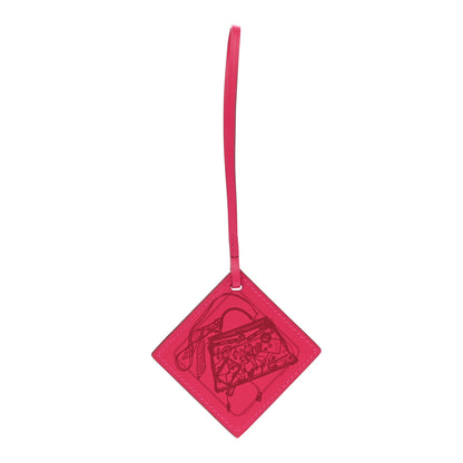 Hermes Swift Please Check in Carre Nano Bag Charm Rose Mexico Grenadine 1 of 5