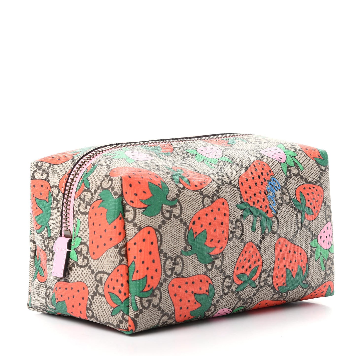 GG Supreme Monogram Strawberry Cosmetic Case