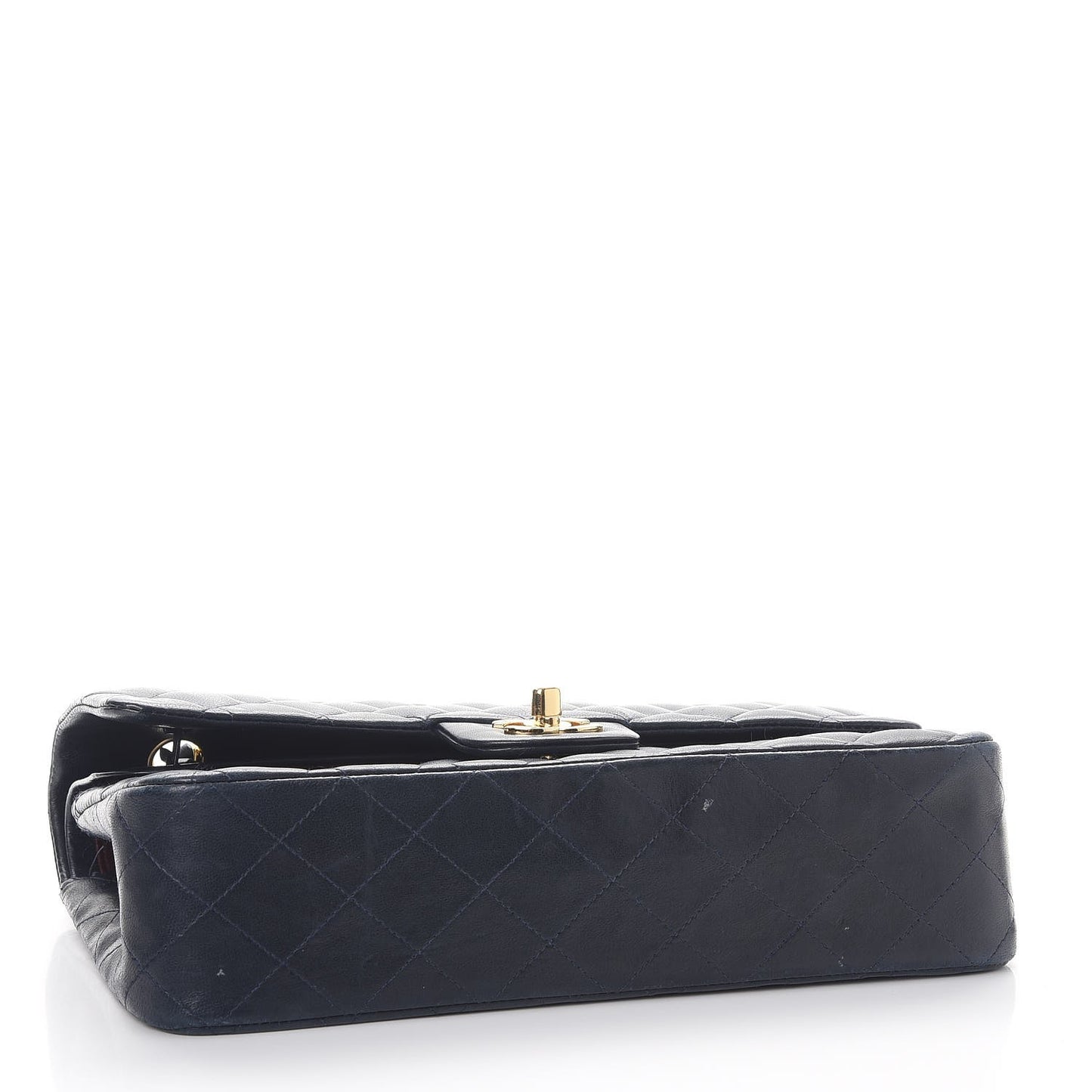 Lambskin Quilted Medium Double Flap Navy