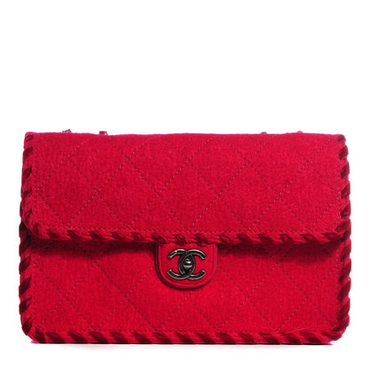 Chanel Fancy Felt Flap Dark Pink 1 of 8