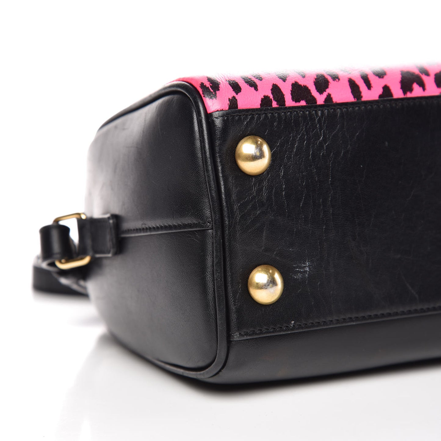 Calfskin Printed Leopard Classic Baby Duffle Pink Black