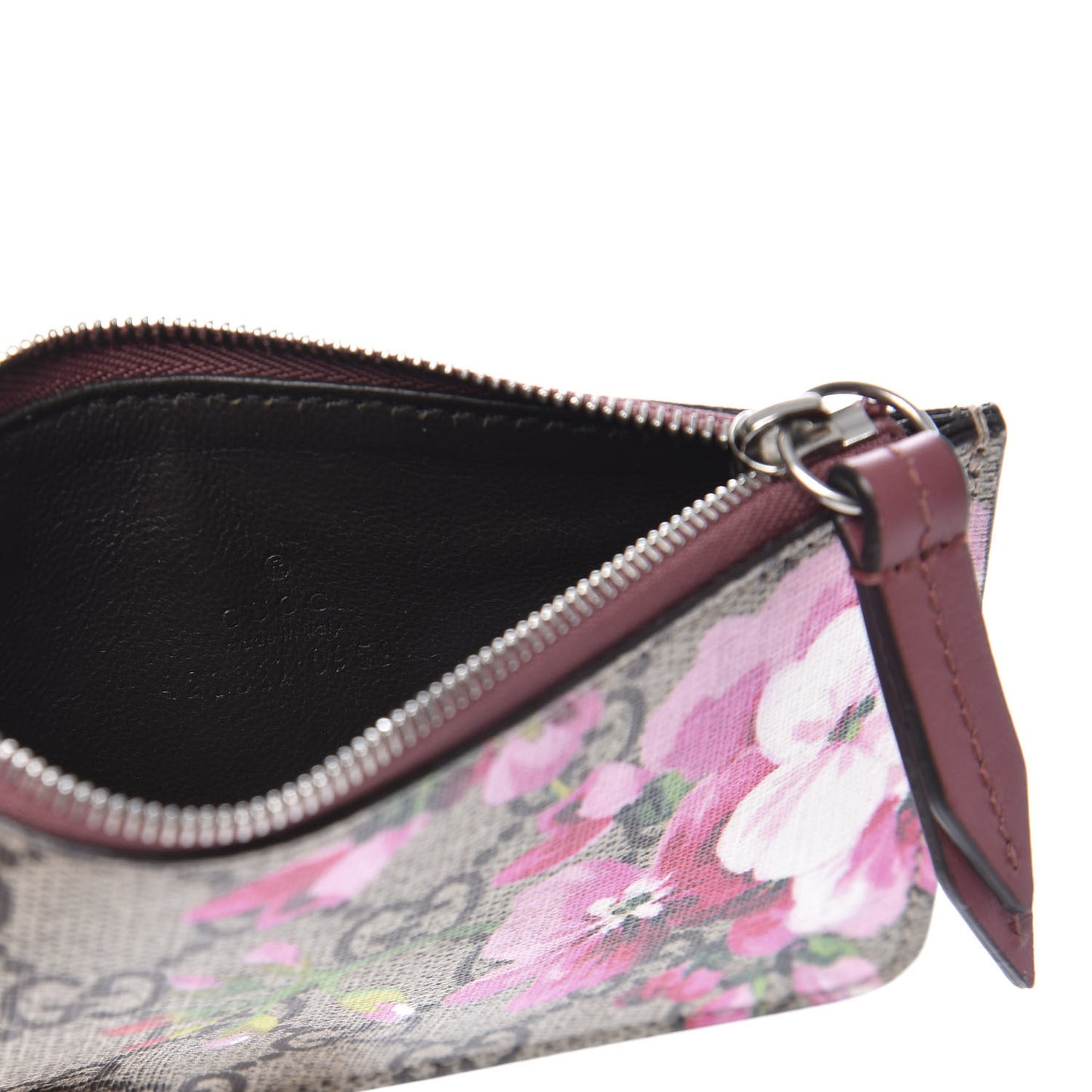 GG Supreme Monogram Blooms Key Ring Coin Case Beige Multicolor Dry Rose