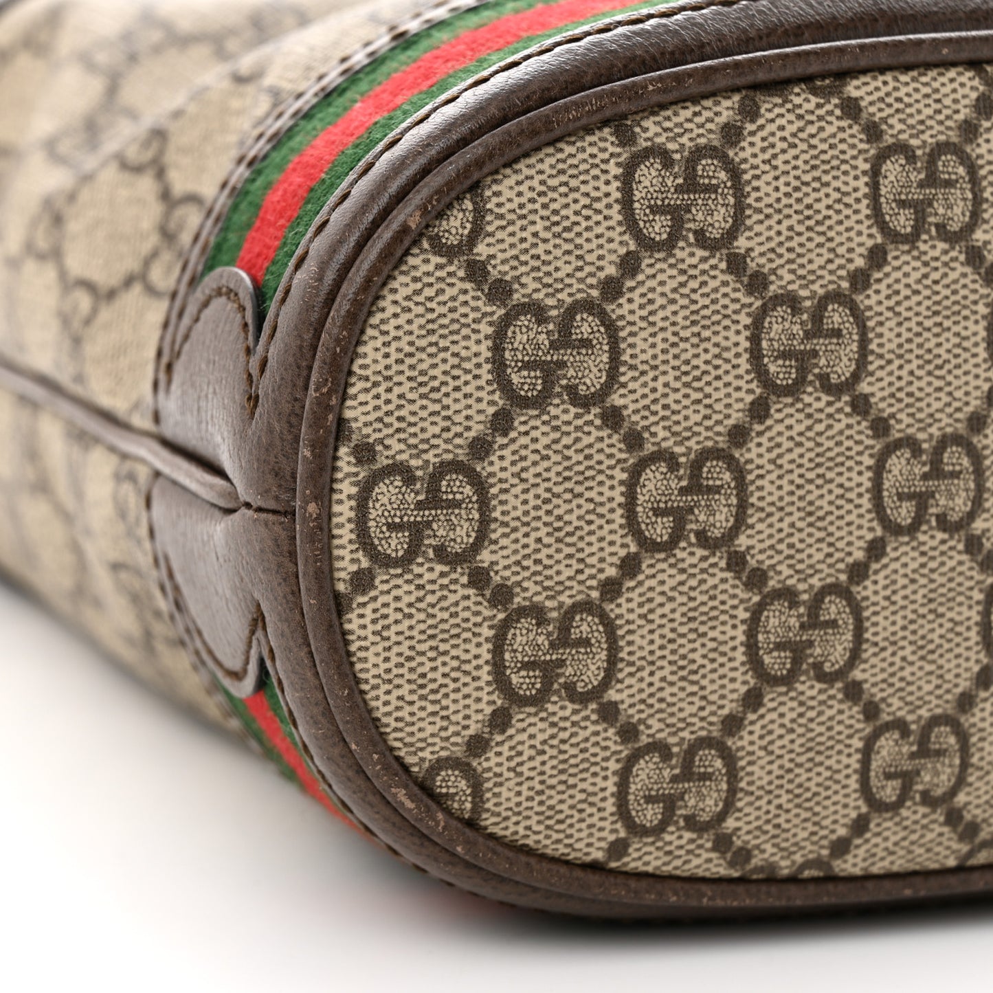 GG Supreme Monogram Web Small Ophidia Bucket Bag Brown