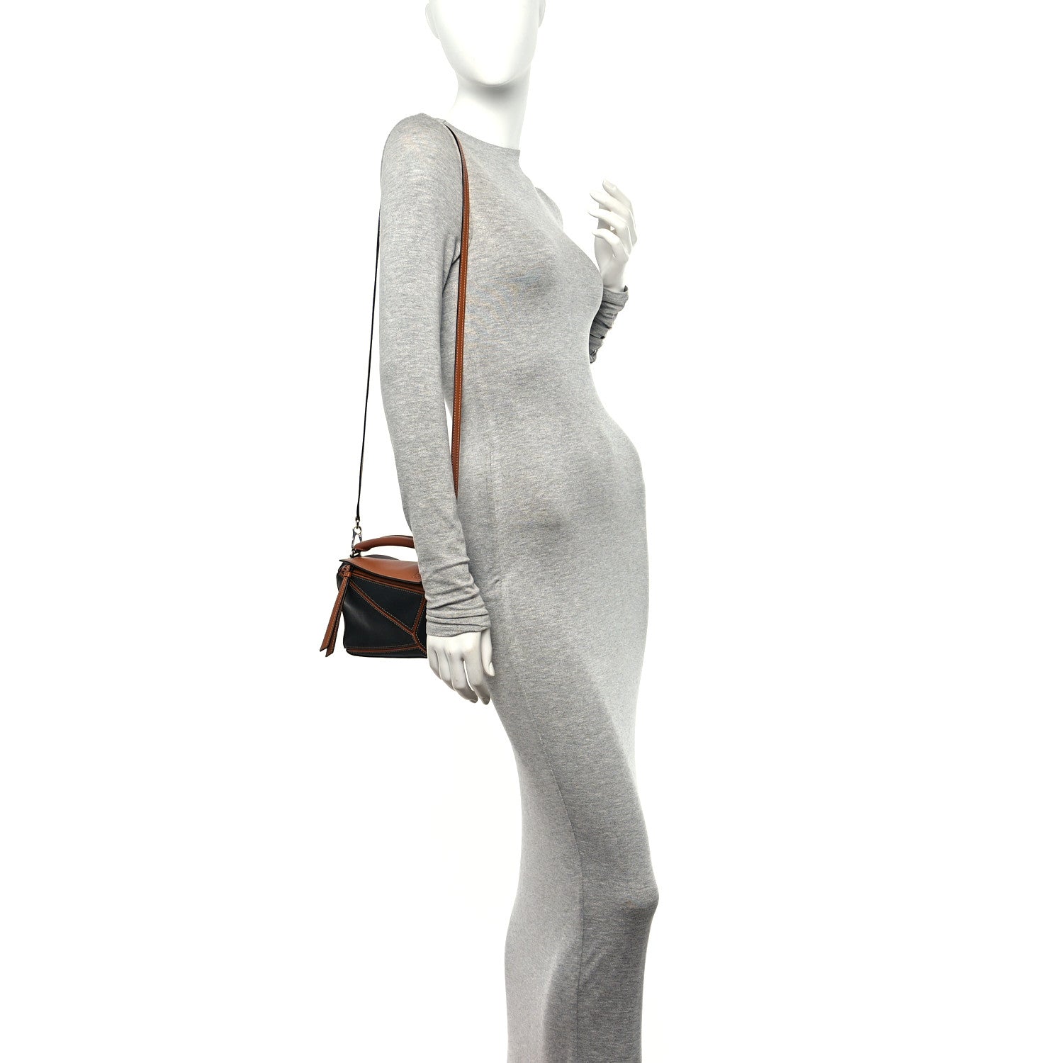 Loewe Calfskin Mini Puzzle Bag Tan Black 3 of 9