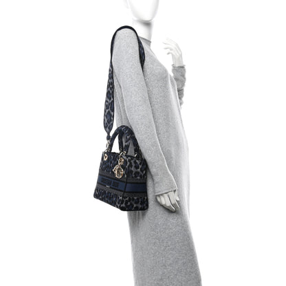 Christian Dior Canvas Mizza Embroidered Medium Lady D-Lite Blue 2 of 10