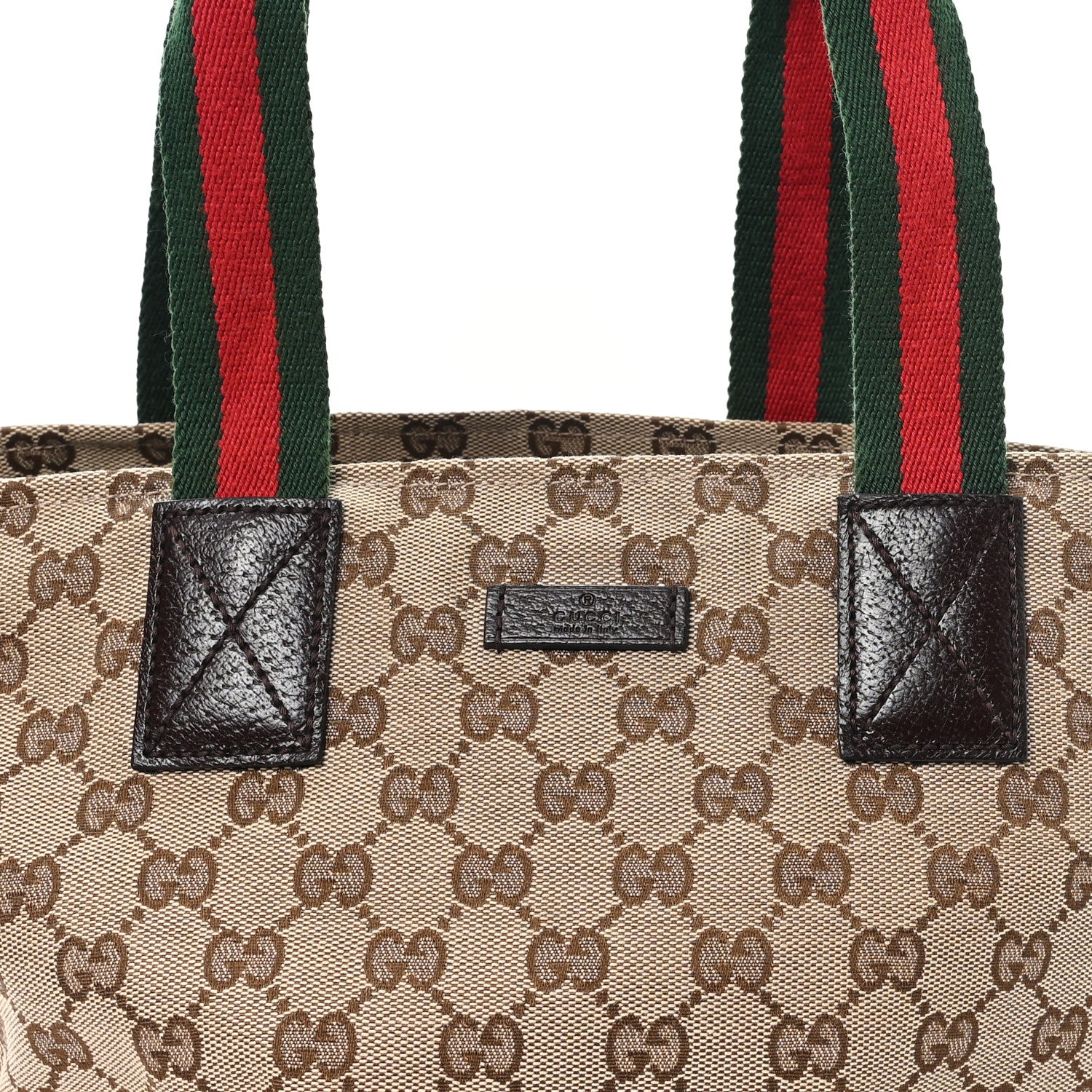 Gucci GG Monogram Medium Web Handle Bucket Tote Dark Brown 1797049