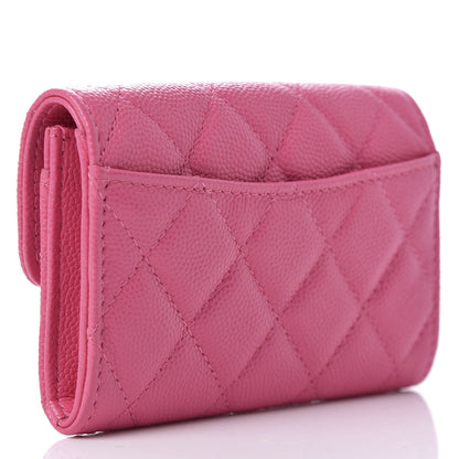 Chanel Caviar Quilted Flap Card Holder Wallet Pink 3 of 9