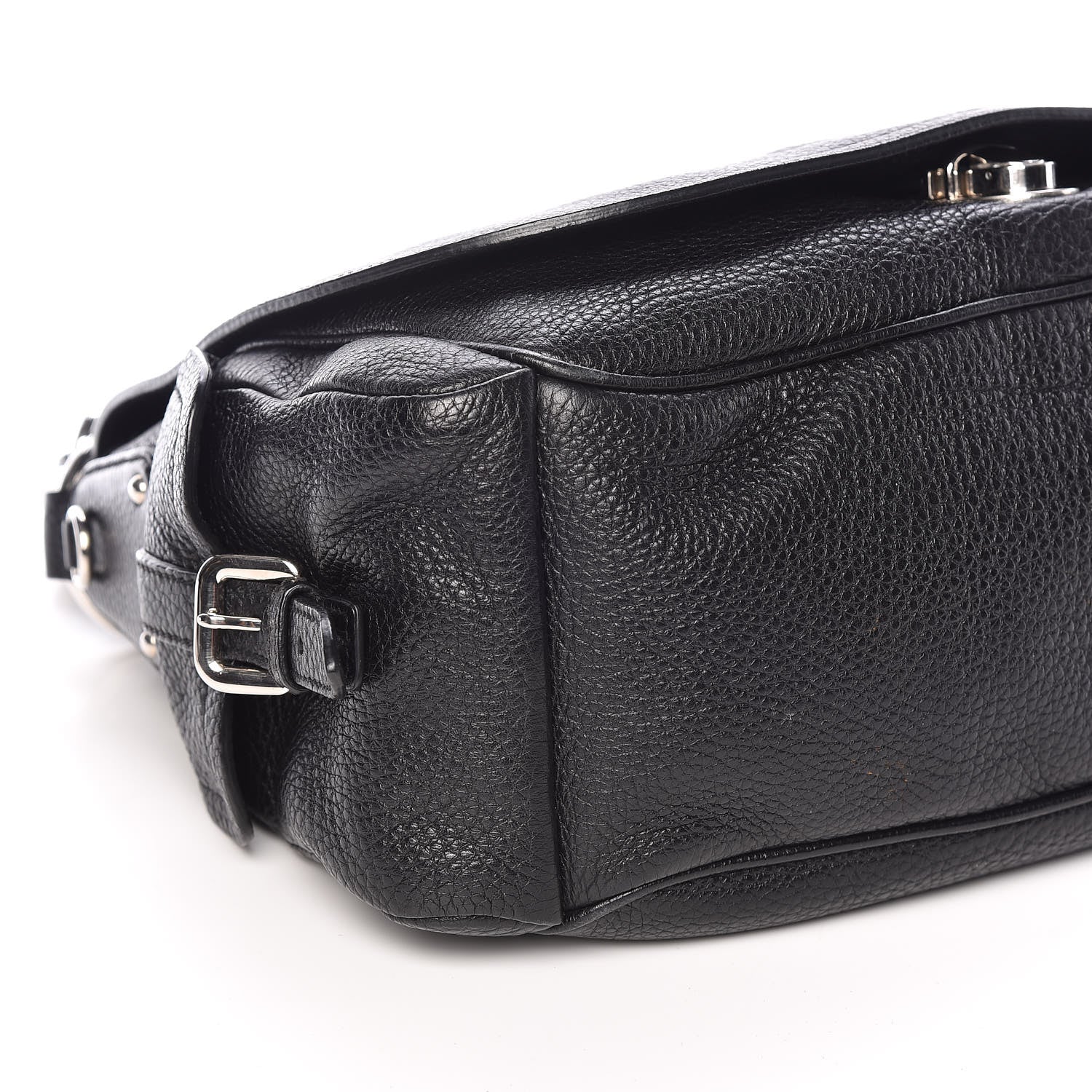 Prada Vitello Daino Shoulder Flap Bag Black 9 of 10