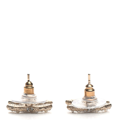 Chanel Crystal Pearl CC Earrings Gold 3 of 5