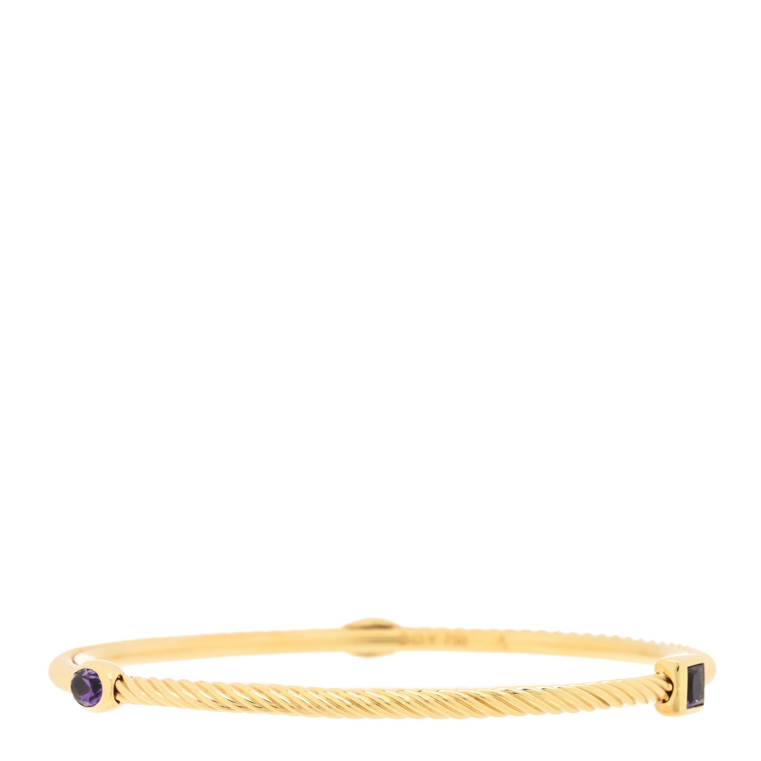 David Yurman 18K Yellow Gold Amethyst Cable Classics Bangle Bracelet 1 of 3