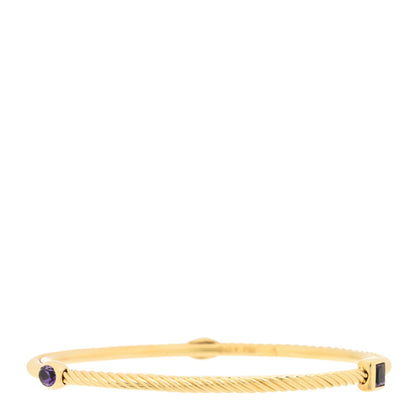 David Yurman 18K Yellow Gold Amethyst Cable Classics Bangle Bracelet 1 of 3