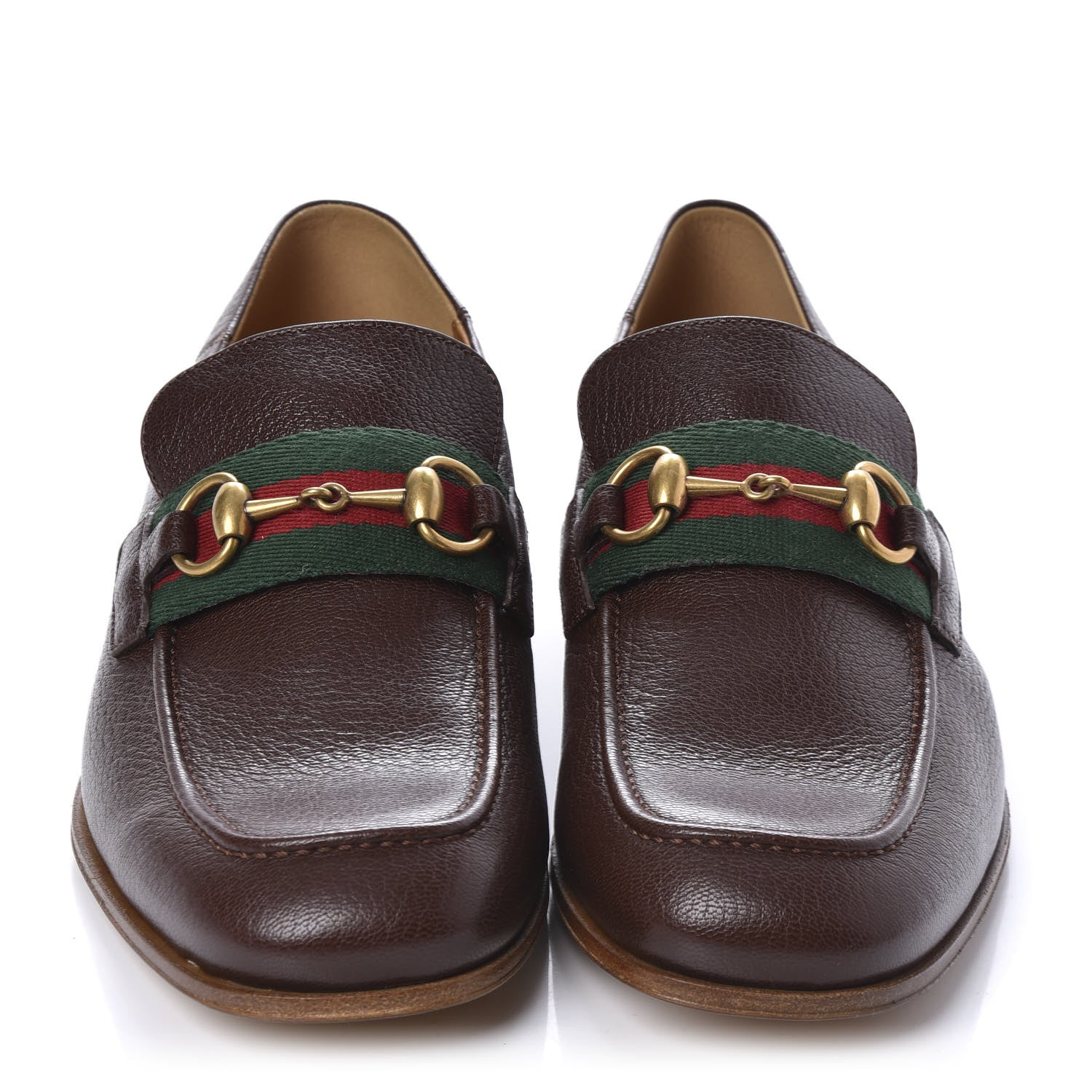 Gucci Havely Kid Web Mens Horsebit Loafers 8 Light Brown 2 of 10