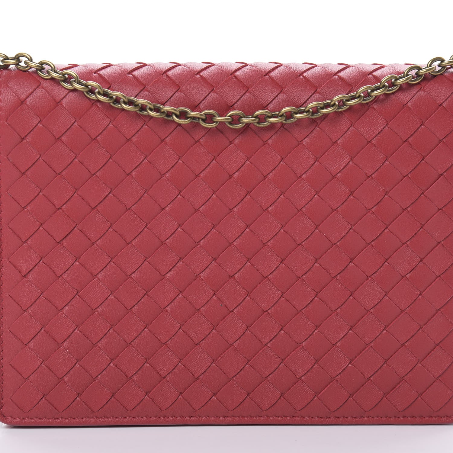 Bottega Veneta Nappa Intrecciato Chain Wallet China Red 8 of 12