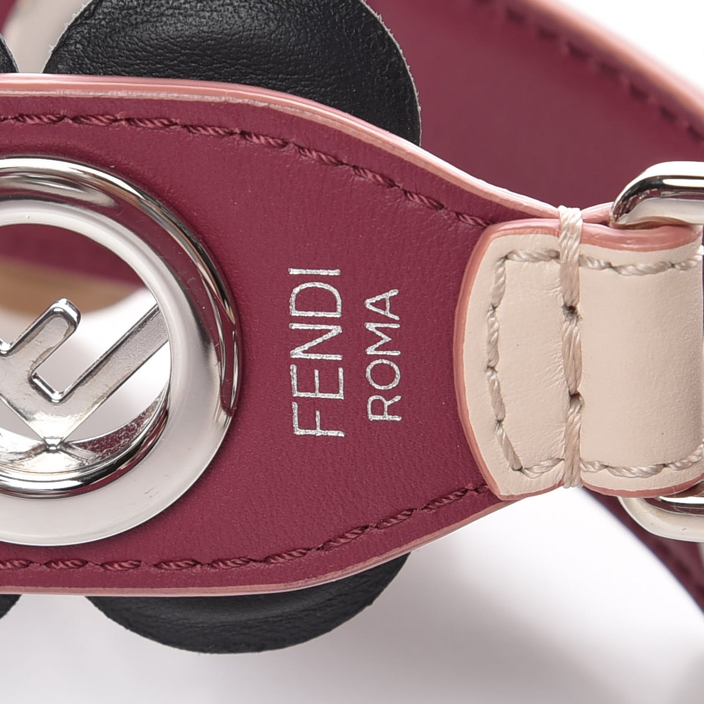 Calfskin F is Studded Flower Strap You Camelia