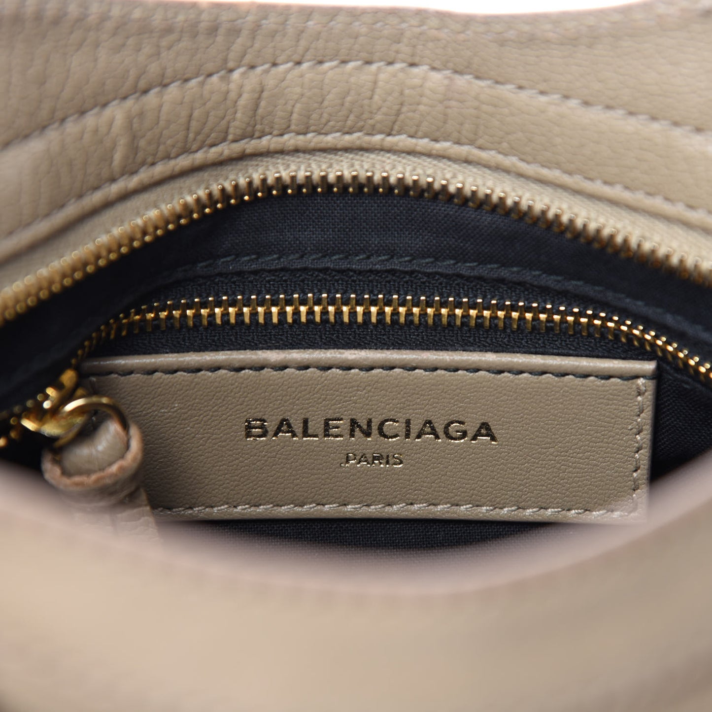 Chevre Gold Metallic Edge Hardware Mini City Beige Latte