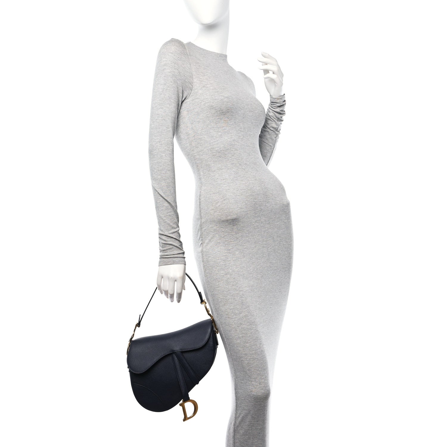 Christian Dior Grained Calfskin Saddle Bag Indigo Blue 3 of 10
