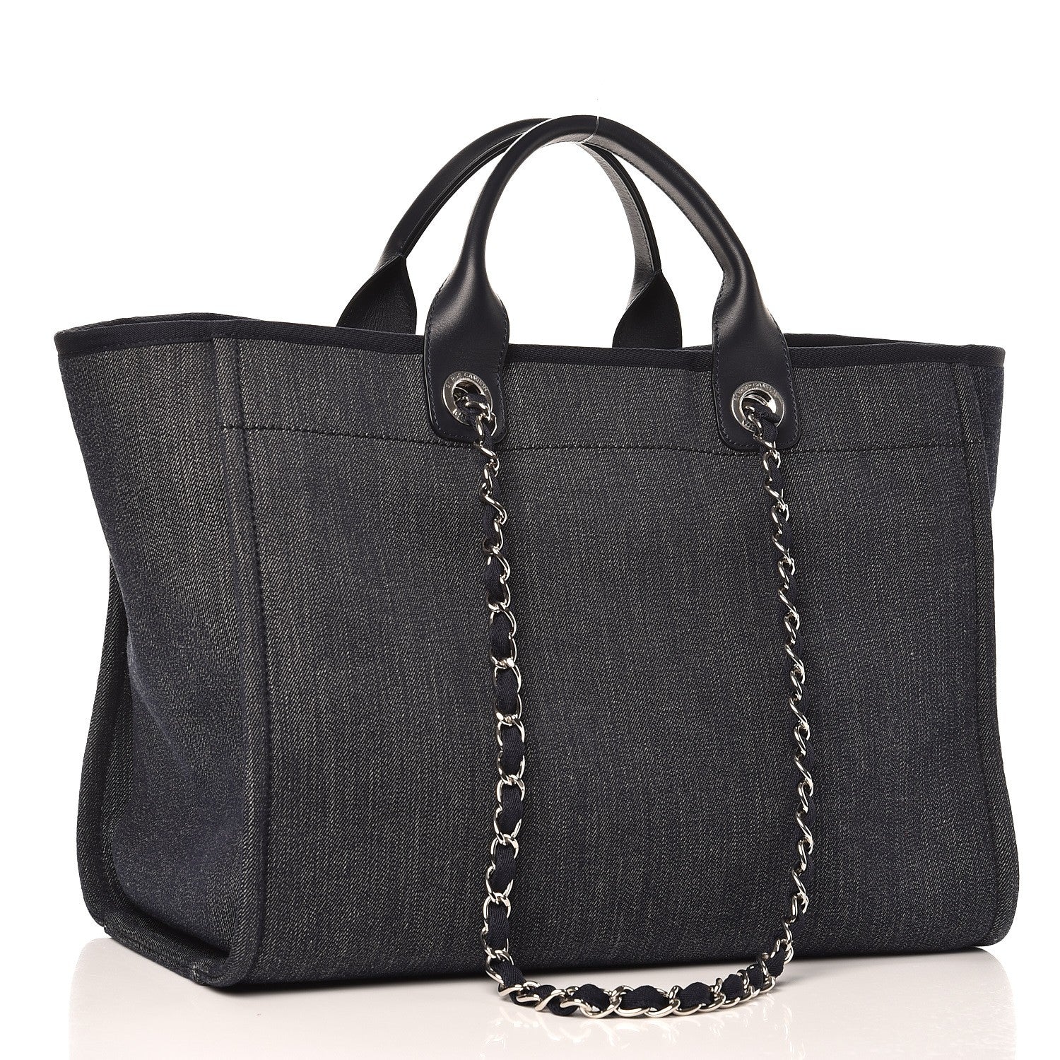Chanel Denim Large Deauville Tote Dark Blue 3 of 8