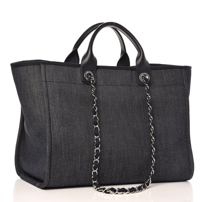 Chanel Denim Large Deauville Tote Dark Blue 3 of 8