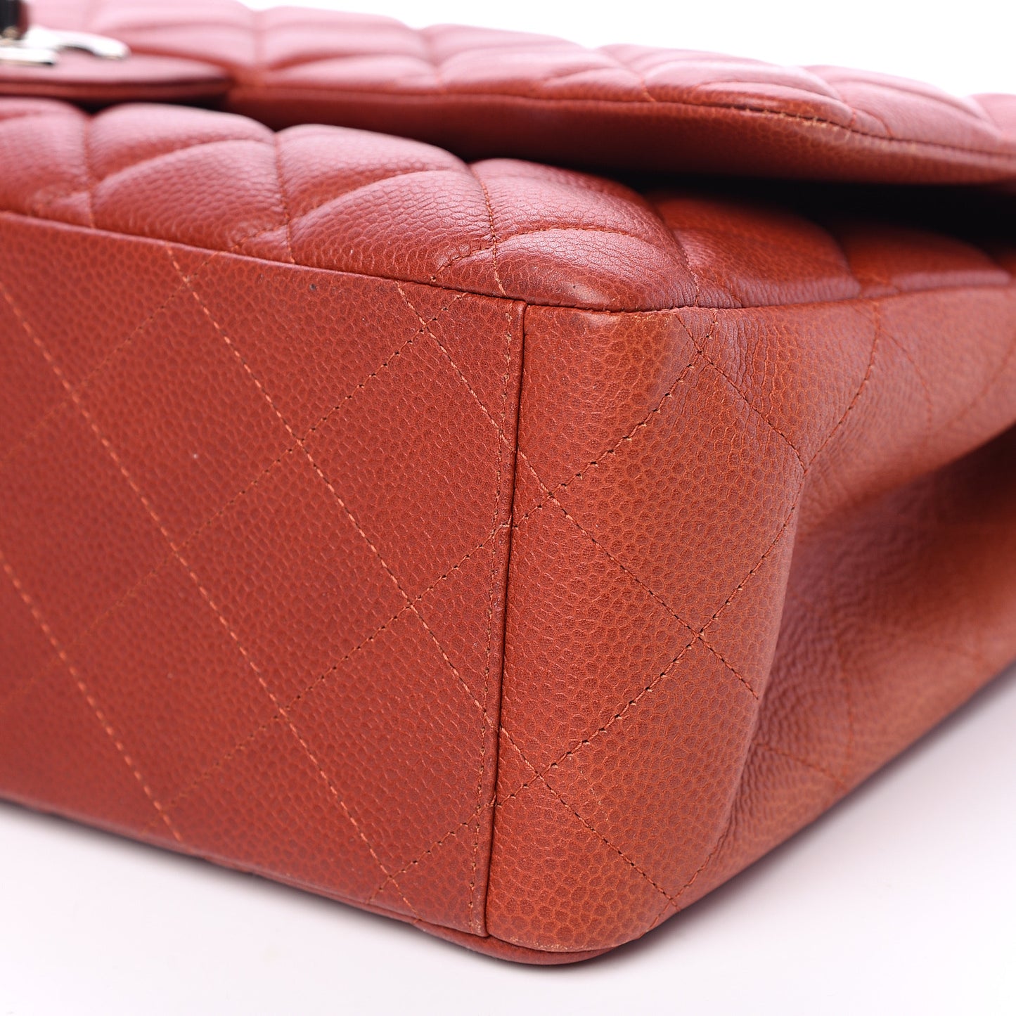 Caviar Quilted Maxi Double Flap Dark Orange