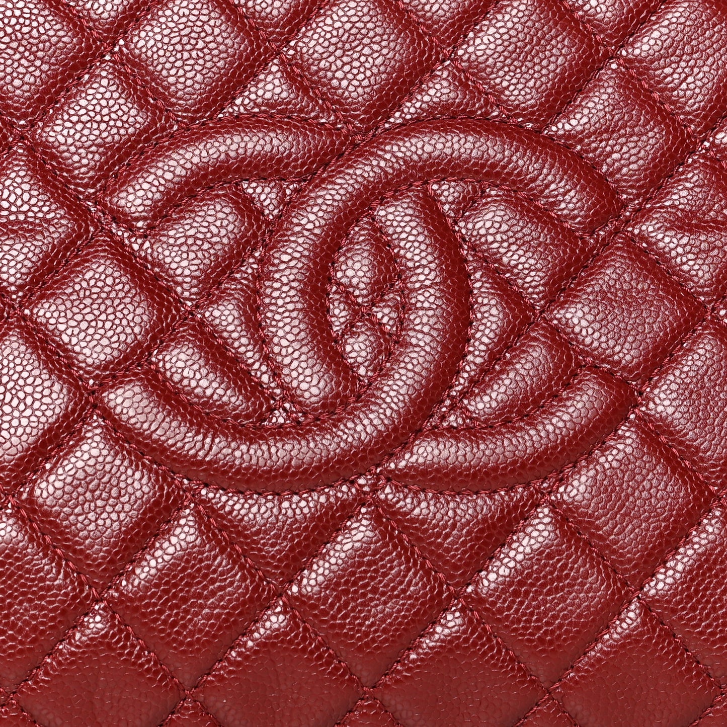 Caviar Quilted CC Large Clutch Dark Red