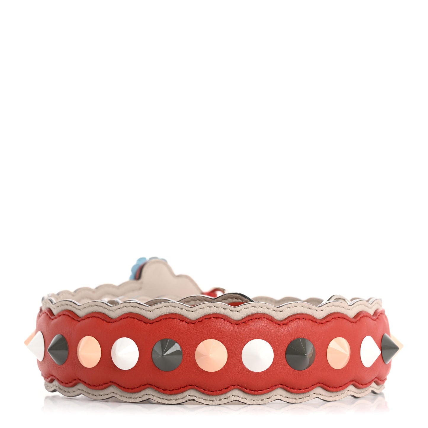 Vitello Dolce Nappa Hypnoteyes Bi-Color Scalloped Spike Studded Strap You Sienna Multicolor