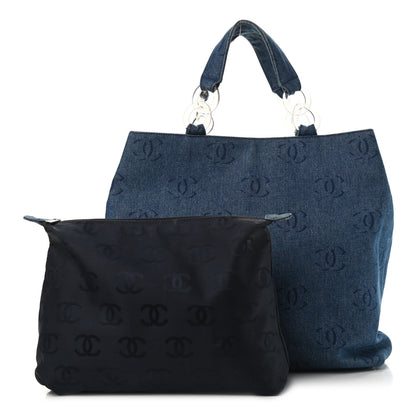 Chanel Denim Large CC Tote Dark Navy Blue 1 of 12
