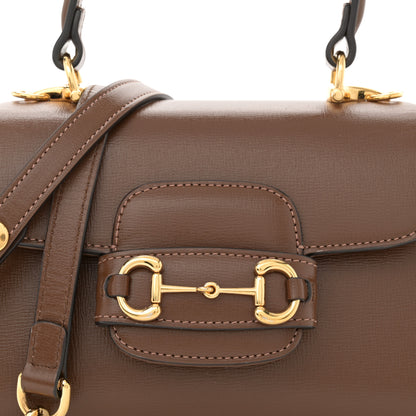 Gucci Glazed Textured Calfskin Mini Horsebit 1955 Top Handle Flap Bag Brown Sugar 8 of 15