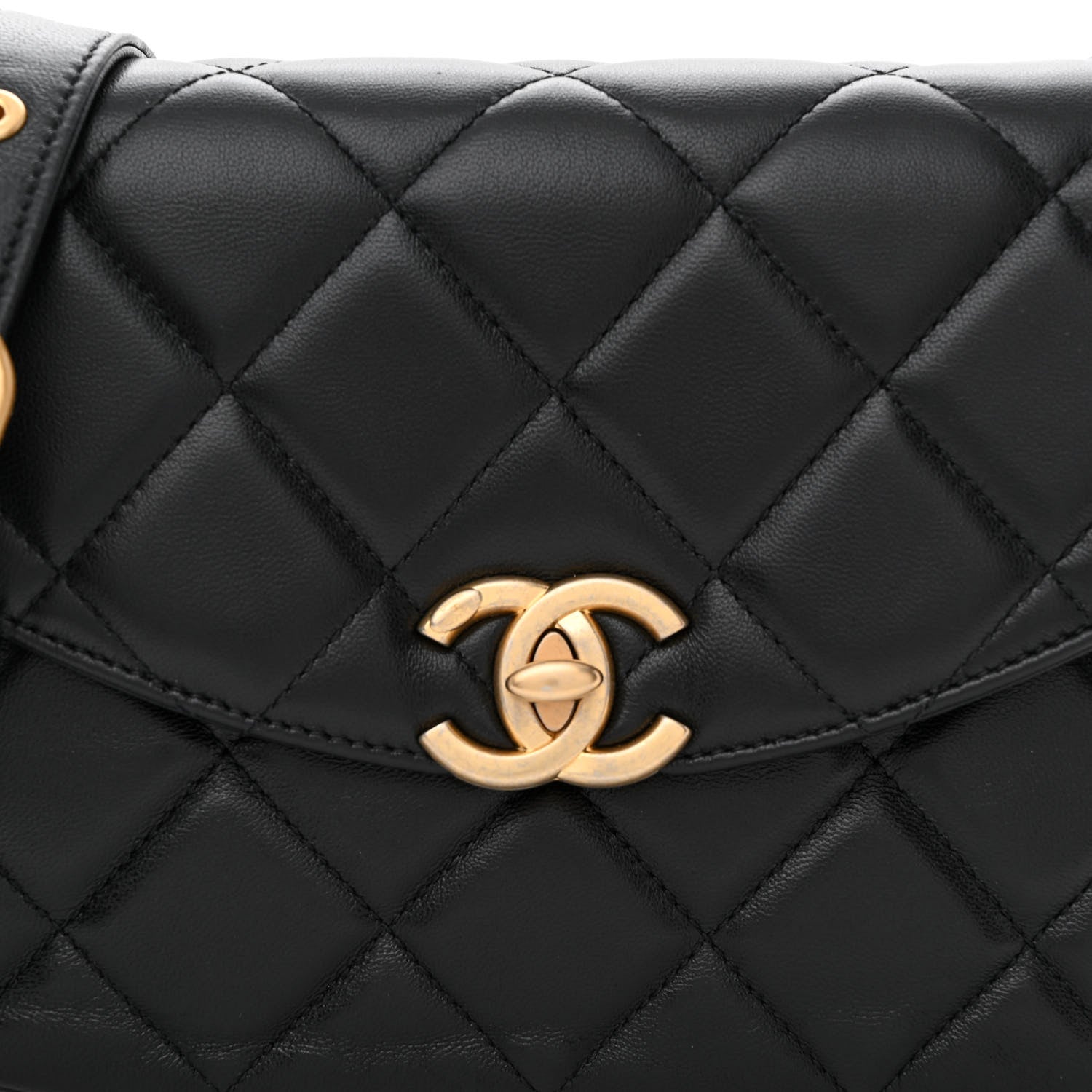 Chanel Lambskin Quilted Chain Messenger Bag Black 8 of 11