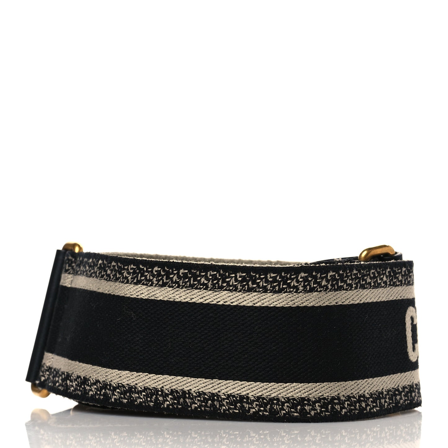 Canvas Embroidered Shoulder Strap Black