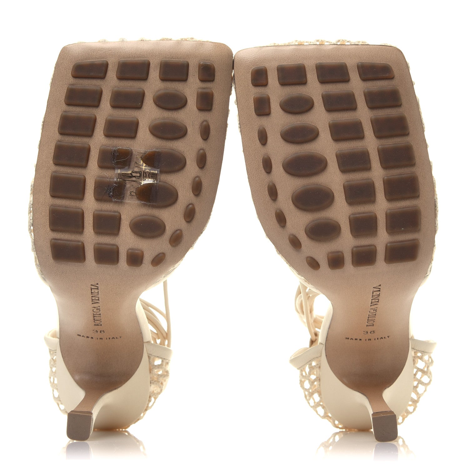 Bottega Veneta Mesh Nappa Stretch Ankle Tie Sandals 38 White 10 of 16