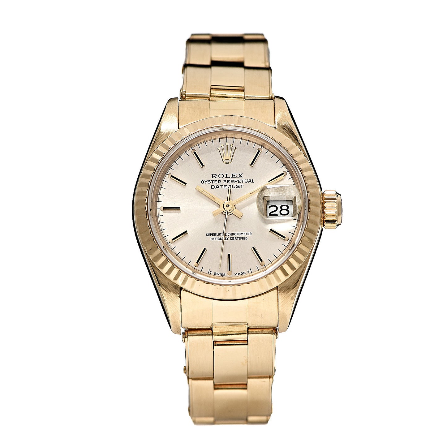 18K Yellow Gold 26mm Oyster Perpetual Datejust Watch Champagne 69138