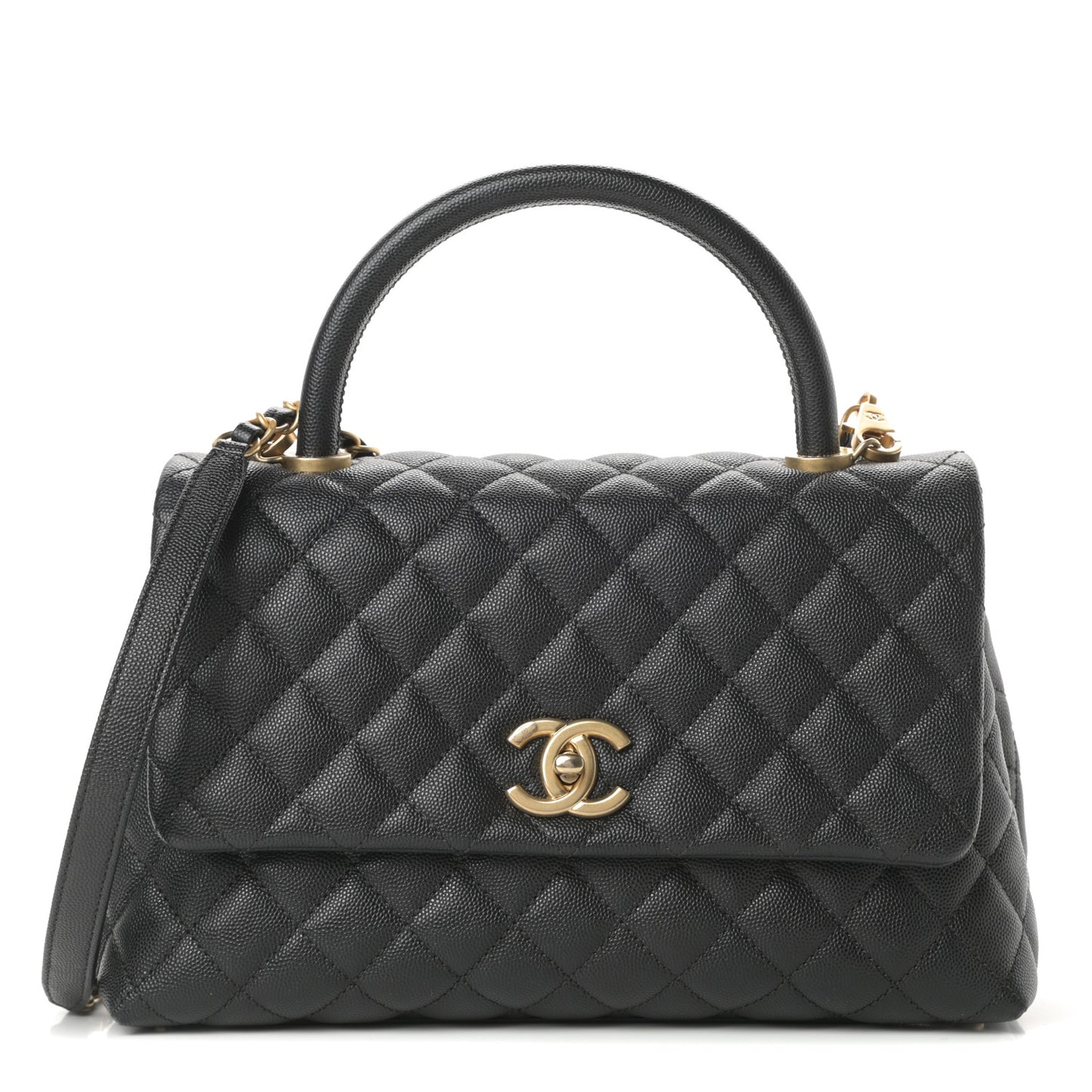 Caviar Quilted Small Coco Handle Flap Black