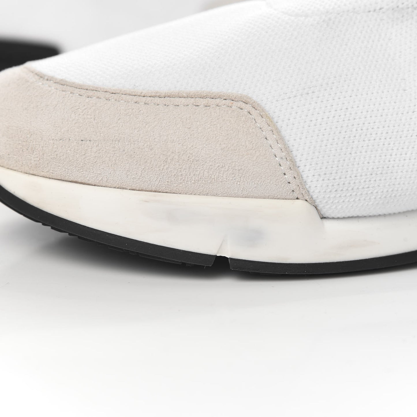 Mesh Calfskin Suede Soft Sneakers 37 White