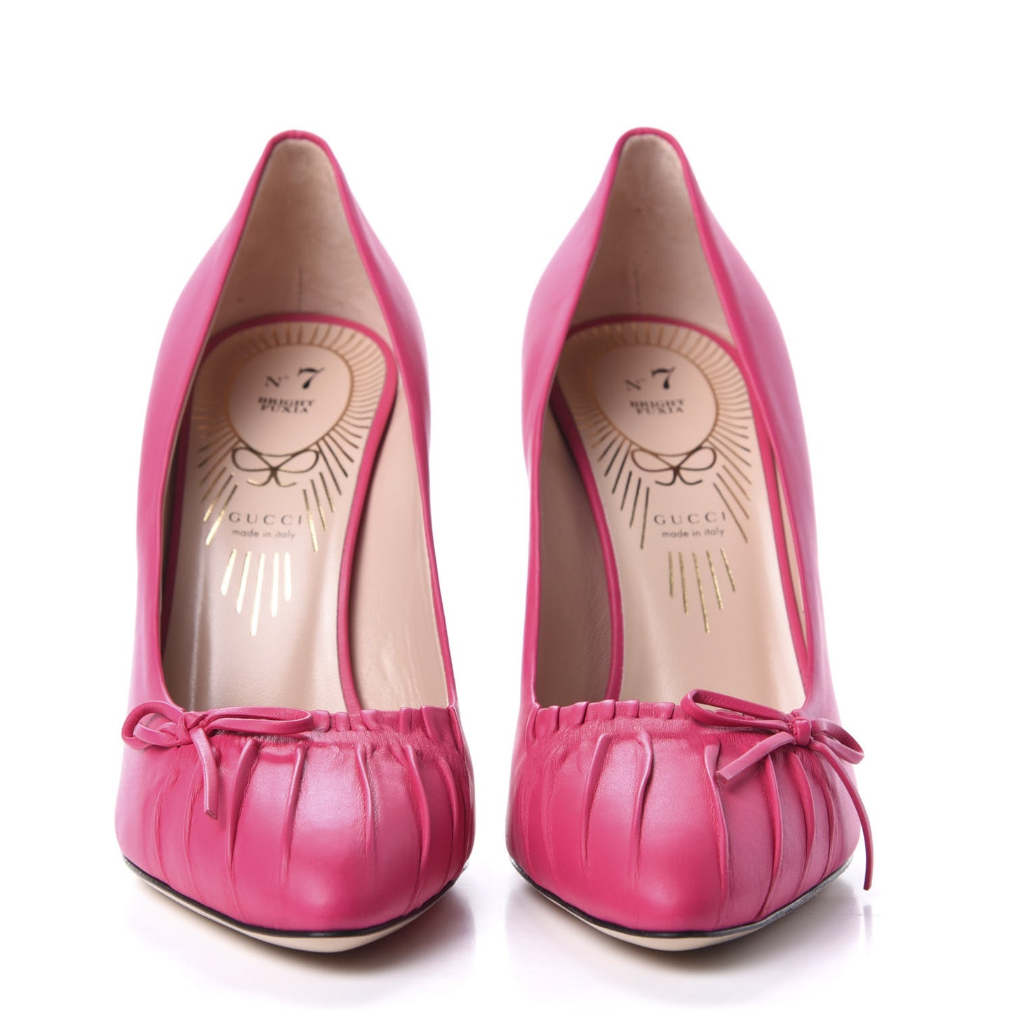 Nappa Bow High Heel Pumps 38.5 Bright Fuxia