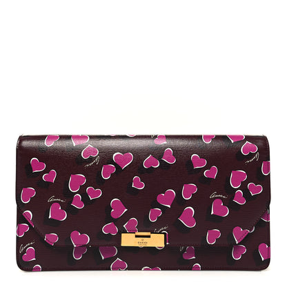 Gucci Textured Calfskin Heartbeat Print Clutch New Wine 1 of 10