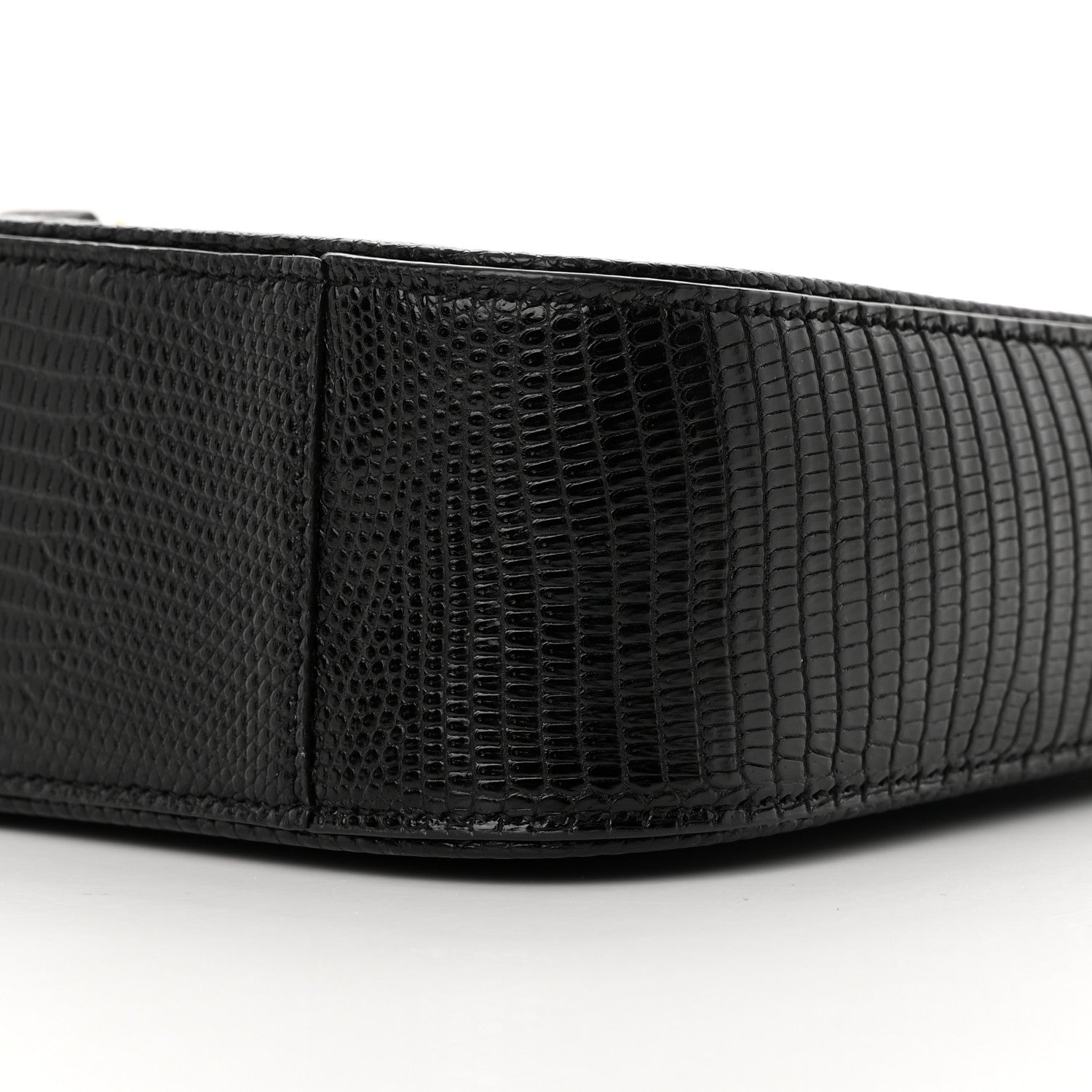 Saint Laurent Calfskin Lizard Embossed LE 5 A 7 Hobo Black 10 of 10