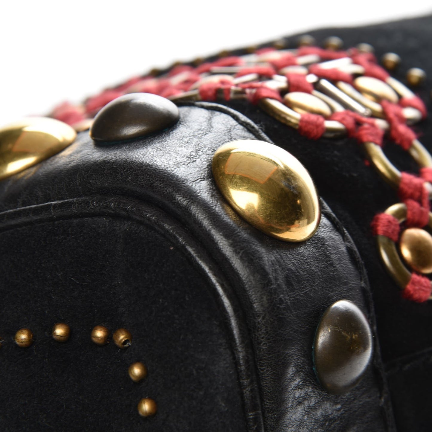 Suede Calfskin Large Babouska Studded Boston Black