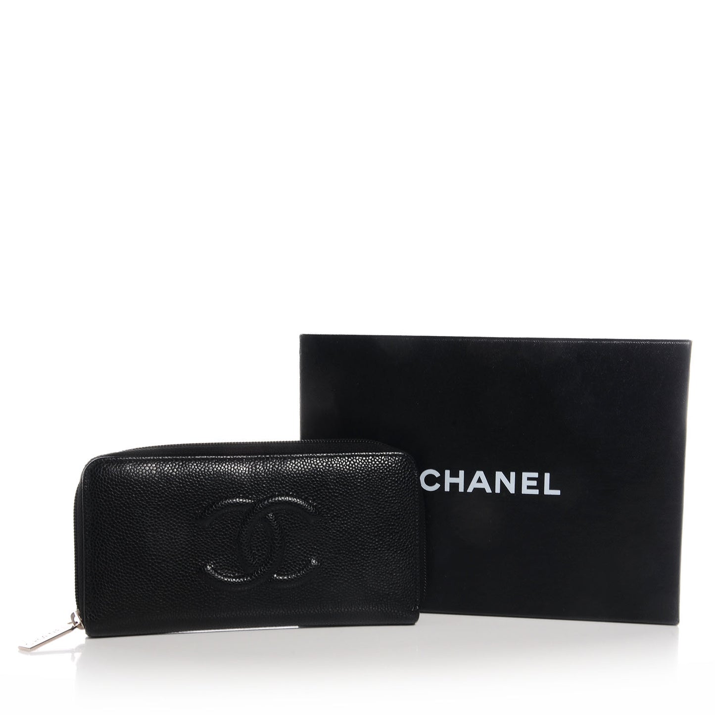 Caviar CC Large Gusset Zip Around Wallet Black