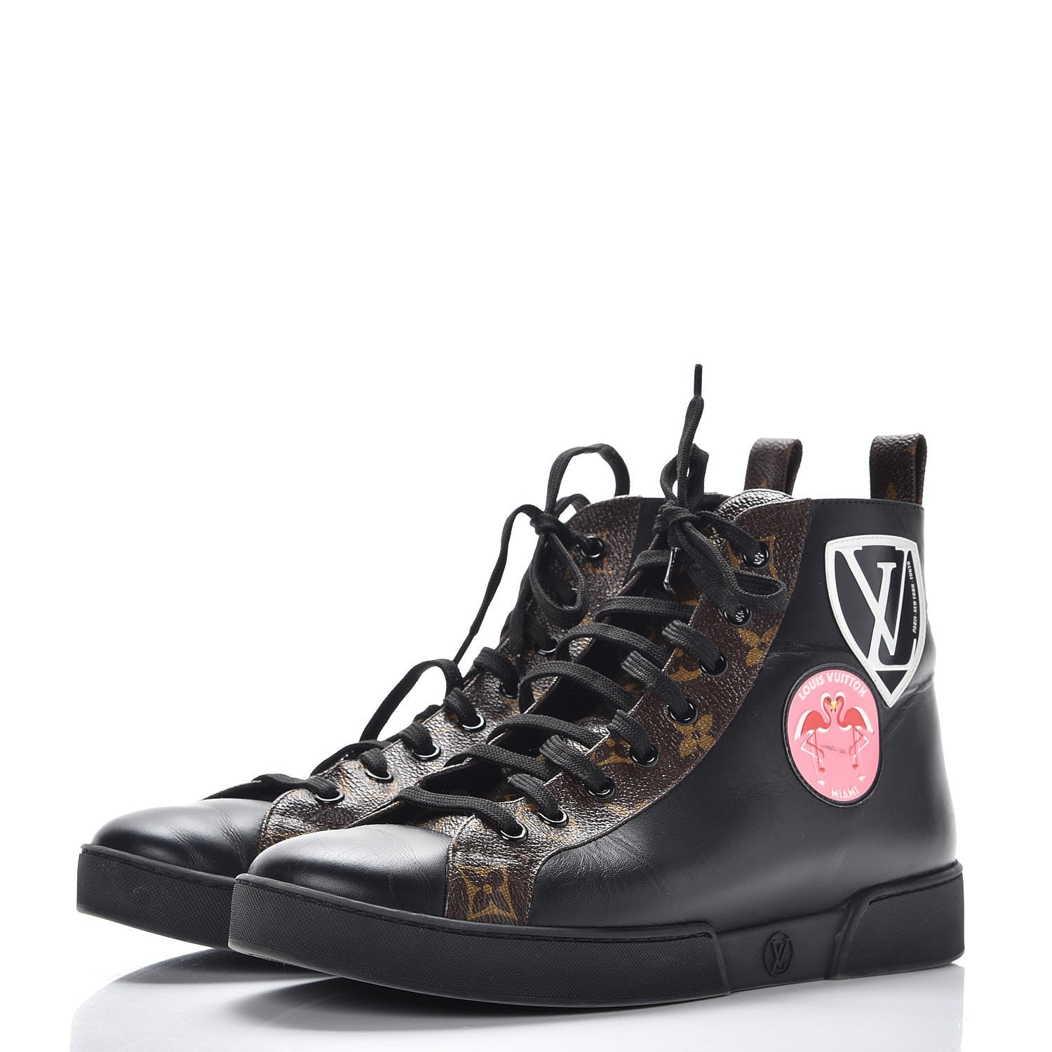 Louis Vuitton Calfskin Monogram Checkpoint Sneaker Boot 38 Black 3 of 11