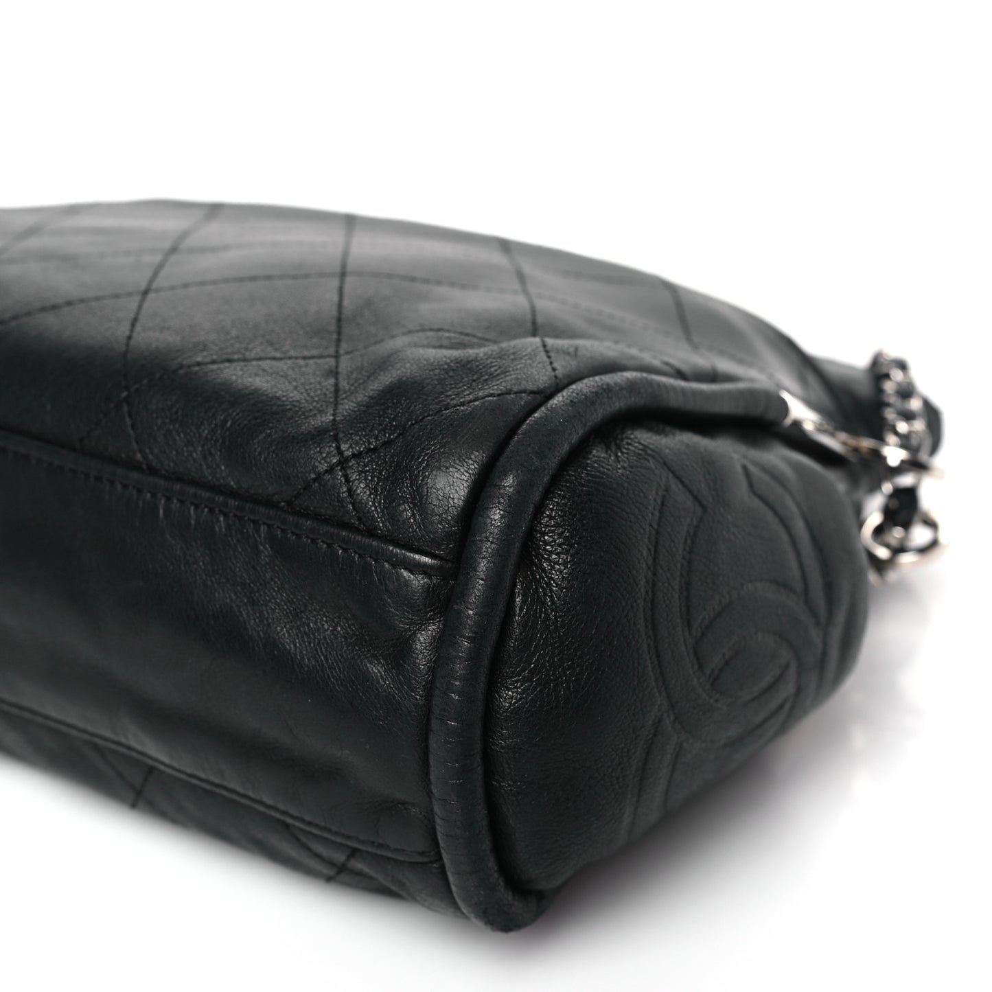 Lambskin Stitched Medium Ultimate Soft Tote Black
