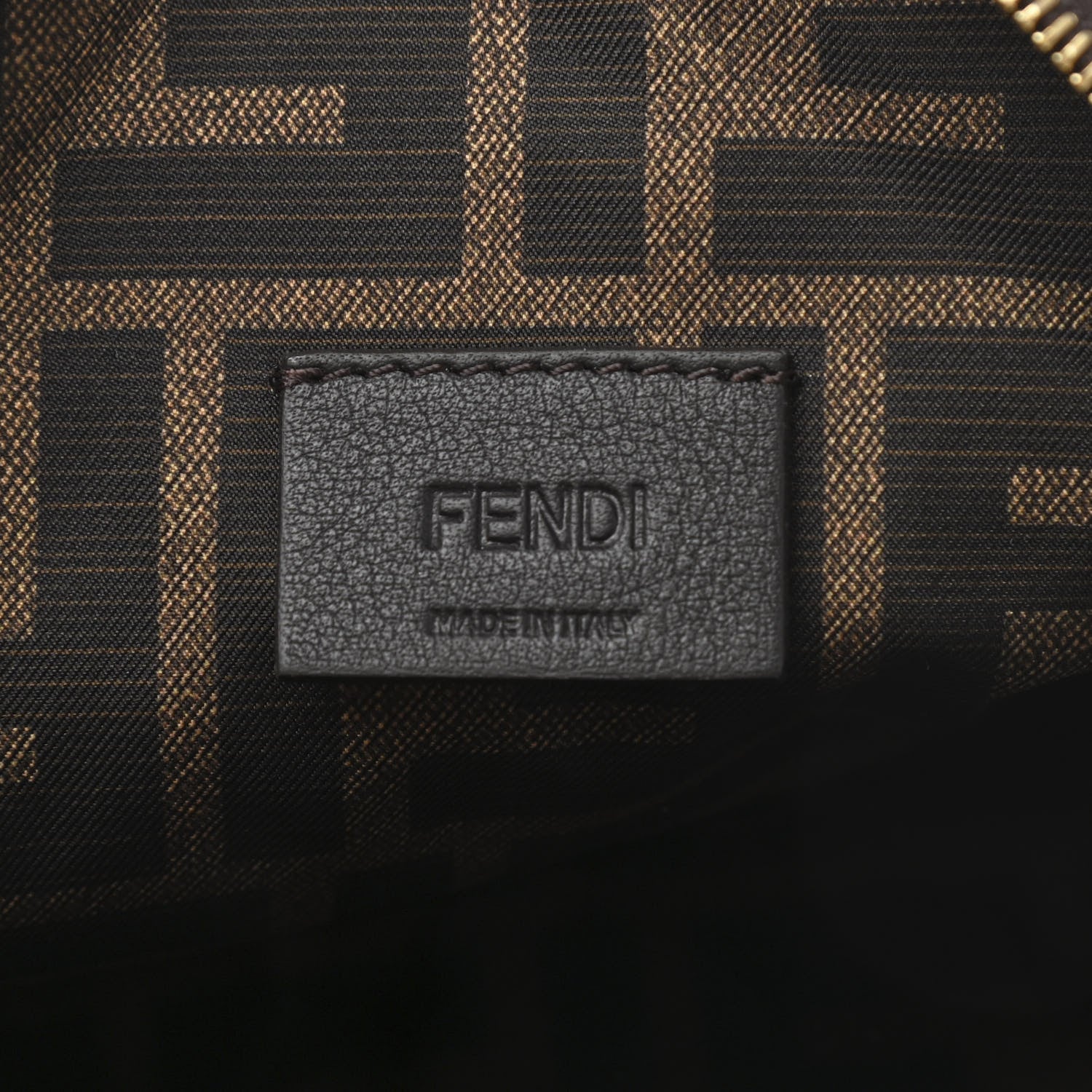 Fendi Fabric Jacquard FF 1974 Small Trapezoid Beauty Pouch Tobacco Moro Black 6 of 8
