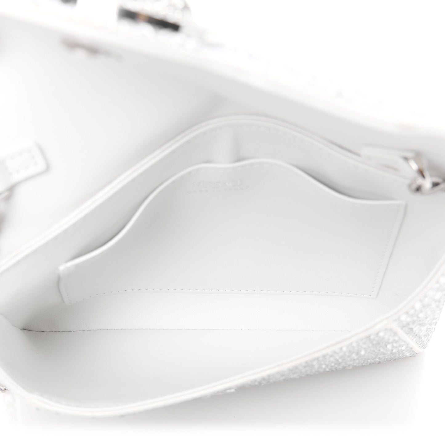 Crystal La Medusa Envelope Clutch Optical White