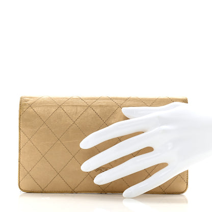 Chanel Metallic Calfskin Quilted Yen Wallet Gold Pink 2 of 14